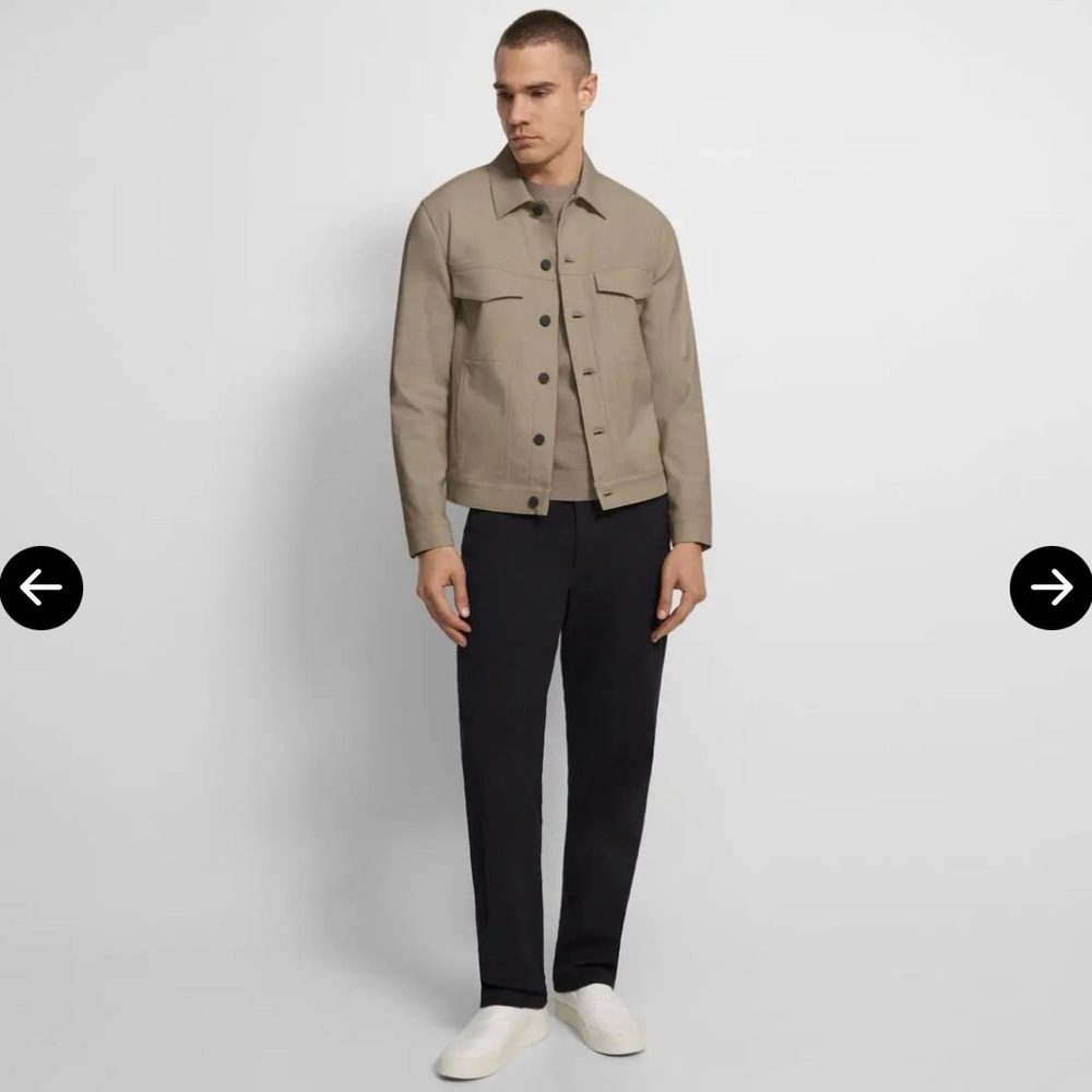 Theory River Trucker Jacket in Neoteric Twill Size XS Like New Beige